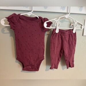 3M- Carter's Plum Baby Onesie and Pants Set